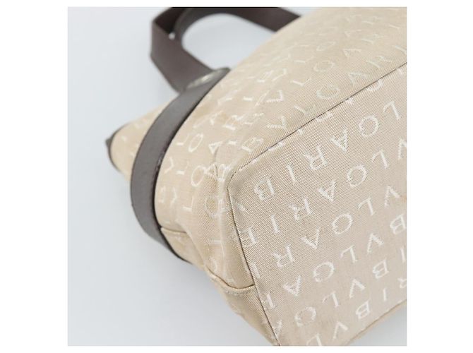 Bulgari Borsa BVLGARI Logo Mania in tela beige e argento Auth bs35496 - vista 13