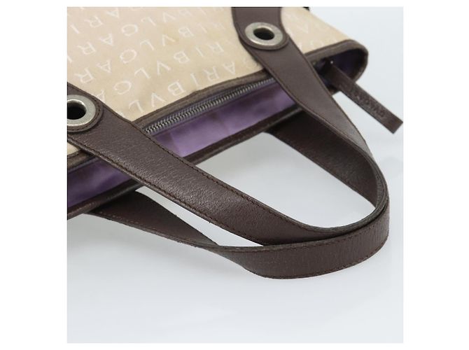 Bulgari Borsa BVLGARI Logo Mania in tela beige e argento Auth bs35496 - vista 7