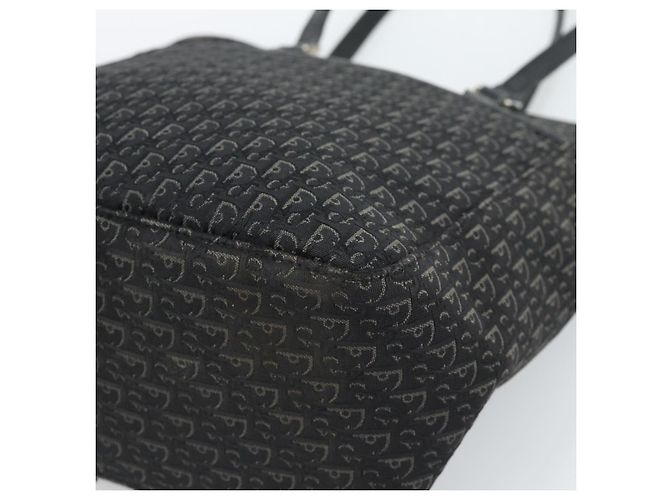 Borsa Tote Christian Dior Trotter Canvas Nera Argento Auth 185124 Nero - vista 10