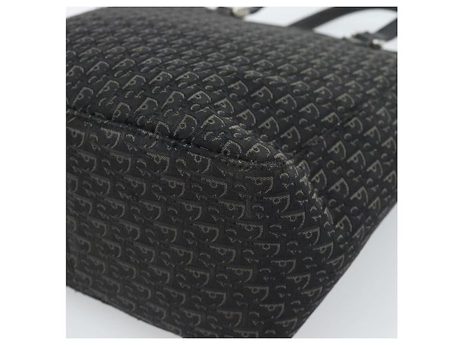 Borsa Tote Christian Dior Trotter Canvas Nera Argento Auth 185124 Nero - vista 12