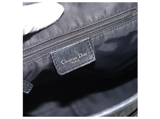 Borsa Tote Christian Dior Trotter Canvas Nera Argento Auth 185124 Nero - vista 14