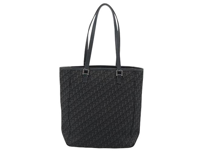 Borsa Tote Christian Dior Trotter Canvas Nera Argento Auth 185124 Nero - vista 3