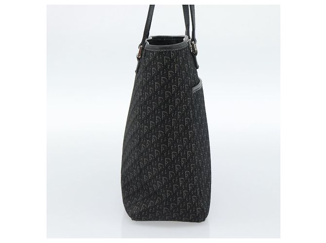 Borsa Tote Christian Dior Trotter Canvas Nera Argento Auth 185124 Nero - vista 4