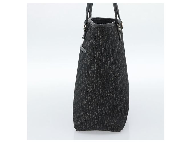 Borsa Tote Christian Dior Trotter Canvas Nera Argento Auth 185124 Nero - vista 5