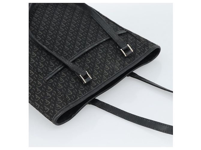 Borsa Tote Christian Dior Trotter Canvas Nera Argento Auth 185124 Nero - vista 6