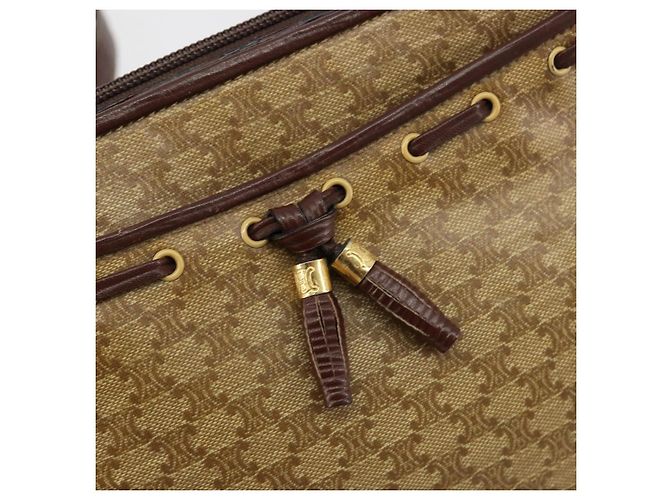 Céline Borsa a Spalla CELINE Macadam Canvas PVC Beige Oro Auth bs35608 D'oro - vista 14