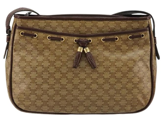 Céline Borsa a Spalla CELINE Macadam Canvas PVC Beige Oro Auth bs35608 D'oro - vista 2