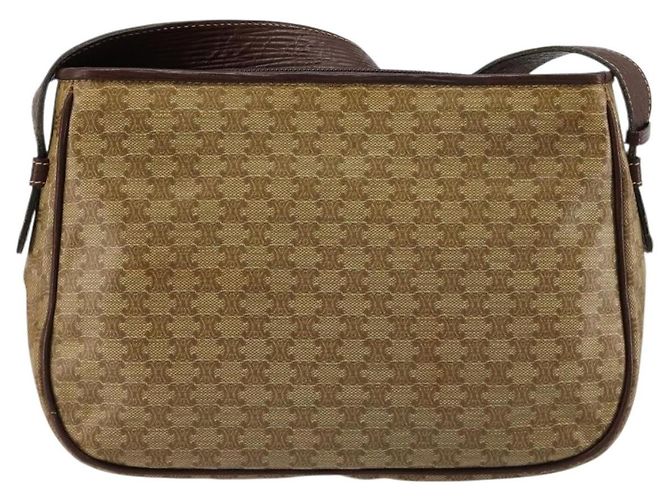 Céline Borsa a Spalla CELINE Macadam Canvas PVC Beige Oro Auth bs35608 D'oro - vista 3