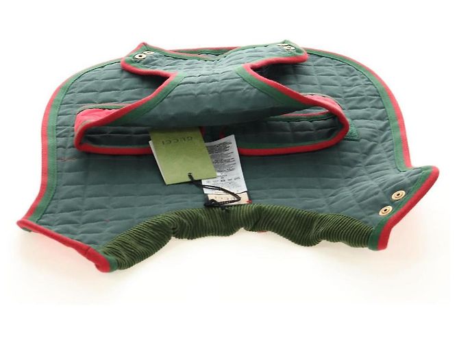 Abrigo para mascotas GUCCI Web Sherry Line Algodón Rojo Verde Auth 183133M Roja - vista 13