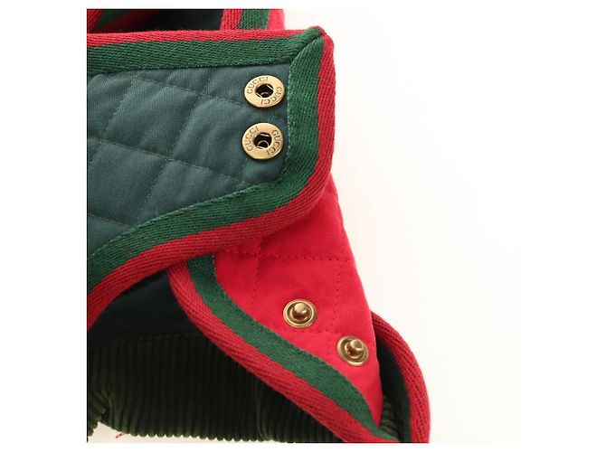 Abrigo para mascotas GUCCI Web Sherry Line Algodón Rojo Verde Auth 183133M Roja - vista 14