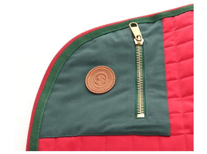 Abrigo para mascotas GUCCI Web Sherry Line Algodón Rojo Verde Auth 183133M Roja - vista 3