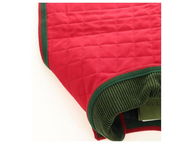 Abrigo para mascotas GUCCI Web Sherry Line Algodón Rojo Verde Auth 183133M Roja - vista 5
