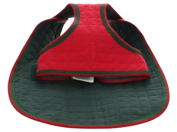 Abrigo para mascotas GUCCI Web Sherry Line Algodón Rojo Verde Auth 183133M Roja - vista 7