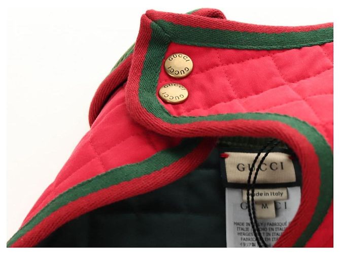 Abrigo para mascotas GUCCI Web Sherry Line Algodón Rojo Verde Auth 183133M Roja - vista 8
