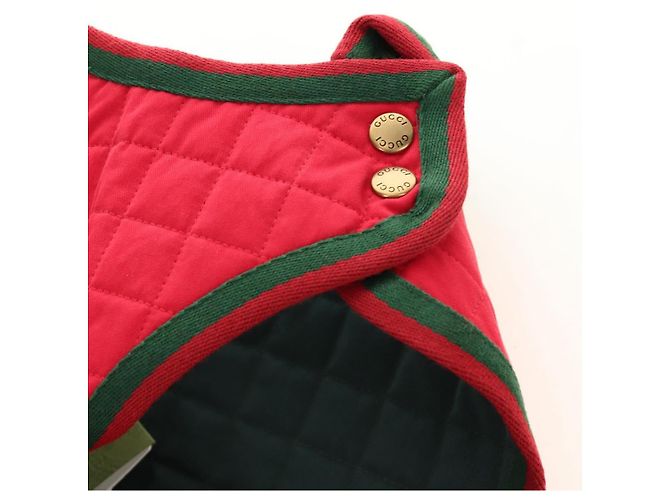 Abrigo para mascotas GUCCI Web Sherry Line Algodón Rojo Verde Auth 183133M Roja - vista 9