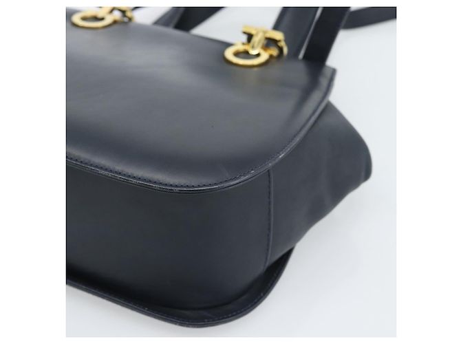 Borsa Salvatore Ferragamo Gancini in Pelle 2way Navy Gold Auth 184864V - vista 12