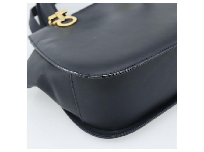 Borsa Salvatore Ferragamo Gancini in Pelle 2way Navy Gold Auth 184864V - vista 13