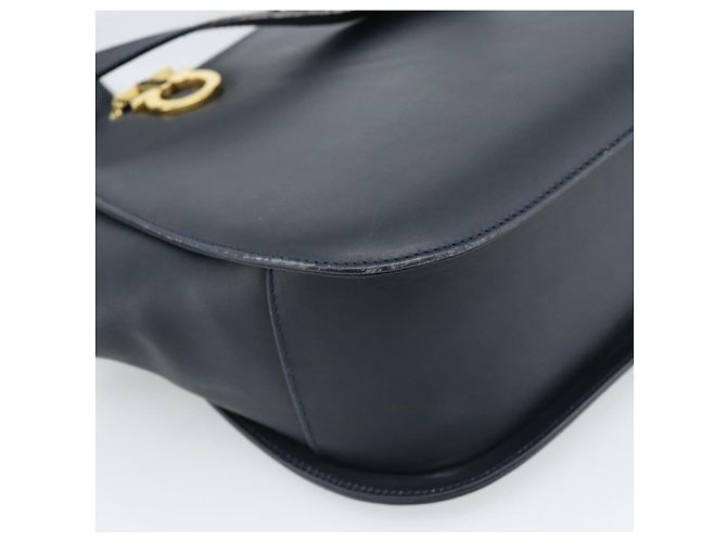 Borsa Salvatore Ferragamo Gancini in Pelle 2way Navy Gold Auth 184864V - vista 15
