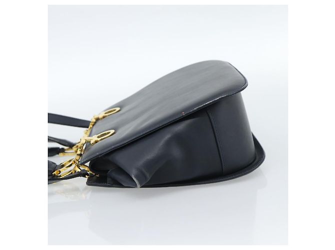 Borsa Salvatore Ferragamo Gancini in Pelle 2way Navy Gold Auth 184864V - vista 4