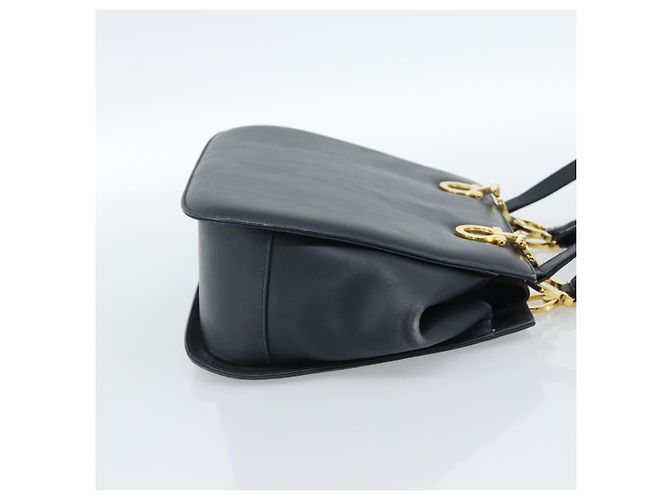 Borsa Salvatore Ferragamo Gancini in Pelle 2way Navy Gold Auth 184864V - vista 5