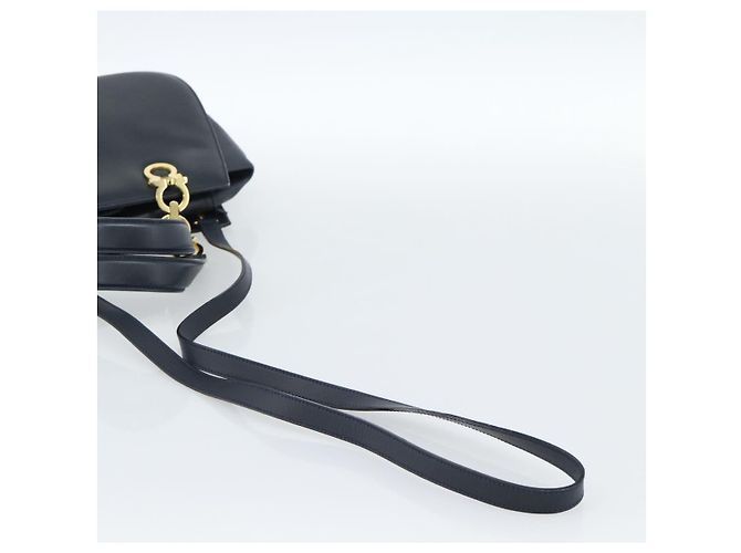 Borsa Salvatore Ferragamo Gancini in Pelle 2way Navy Gold Auth 184864V - vista 9