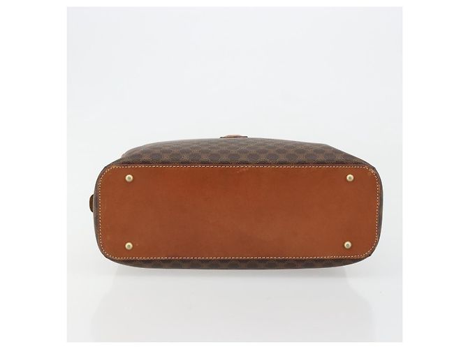 Céline Borsa a Mano CELINE Macadam Canvas PVC Pelle Marrone Oro Auth 184709 D'oro - vista 10