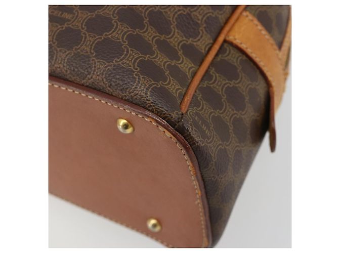 Céline Borsa a Mano CELINE Macadam Canvas PVC Pelle Marrone Oro Auth 184709 D'oro - vista 11