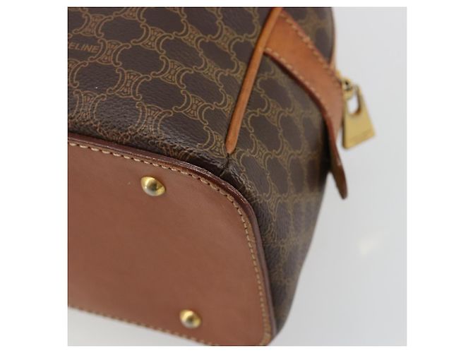 Céline Borsa a Mano CELINE Macadam Canvas PVC Pelle Marrone Oro Auth 184709 D'oro - vista 13