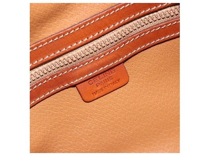Céline Borsa a Mano CELINE Macadam Canvas PVC Pelle Marrone Oro Auth 184709 D'oro - vista 16