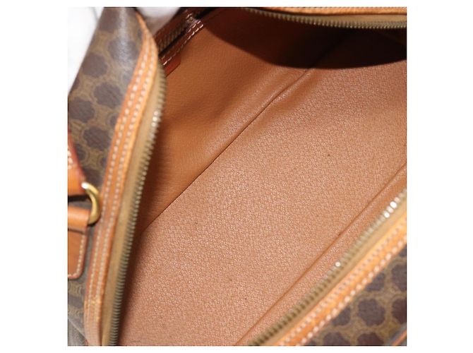 Céline Borsa a Mano CELINE Macadam Canvas PVC Pelle Marrone Oro Auth 184709 D'oro - vista 17
