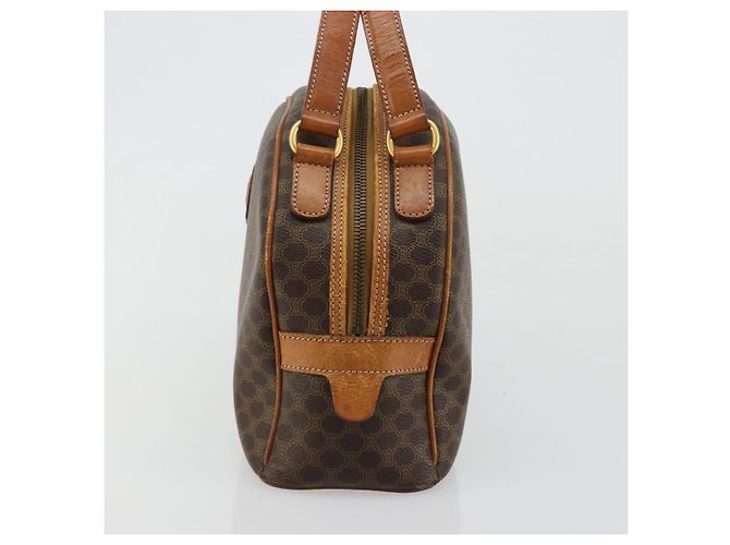 Céline Borsa a Mano CELINE Macadam Canvas PVC Pelle Marrone Oro Auth 184709 D'oro - vista 4