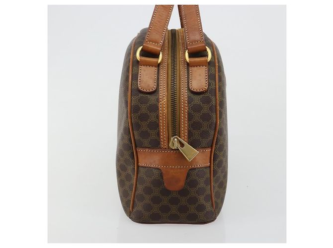 Céline Borsa a Mano CELINE Macadam Canvas PVC Pelle Marrone Oro Auth 184709 D'oro - vista 5