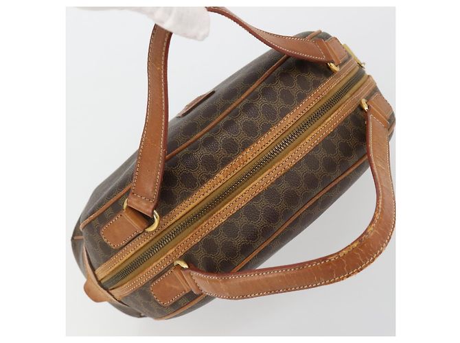 Céline Borsa a Mano CELINE Macadam Canvas PVC Pelle Marrone Oro Auth 184709 D'oro - vista 6