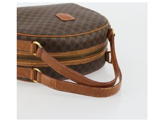 Céline Borsa a Mano CELINE Macadam Canvas PVC Pelle Marrone Oro Auth 184709 D'oro - vista 7