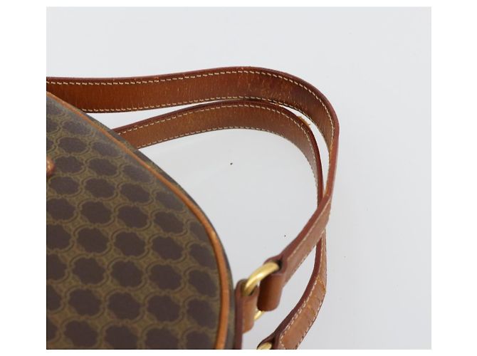 Céline Borsa a Mano CELINE Macadam Canvas PVC Pelle Marrone Oro Auth 184709 D'oro - vista 8