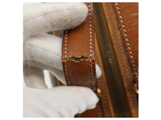 Céline Borsa a Mano CELINE Macadam Canvas PVC Pelle Marrone Oro Auth 184709 D'oro - vista 9