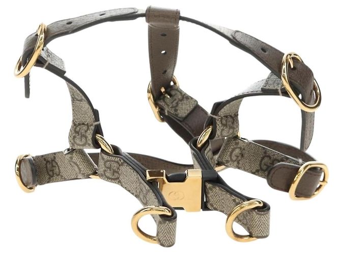 Set Harnes e Cappottino GUCCI GG Supreme in PVC Beige Oro 692963 Auth 182693V - vista 29