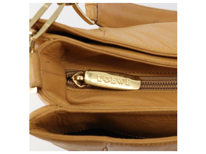 Borsa a Spalla LOEWE Anagram Chain in Pelle Beige Oro Auth 185098 D'oro - vista 10