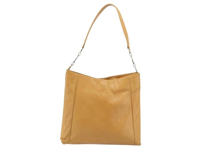 Borsa a Spalla LOEWE Anagram Chain in Pelle Beige Oro Auth 185098 D'oro - vista 13
