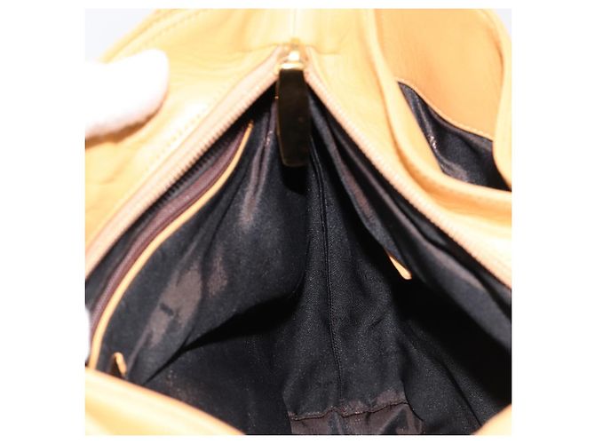 Borsa a Spalla LOEWE Anagram Chain in Pelle Beige Oro Auth 185098 D'oro - vista 18