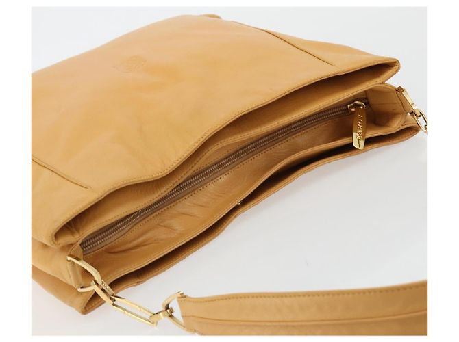 Borsa a Spalla LOEWE Anagram Chain in Pelle Beige Oro Auth 185098 D'oro - vista 6