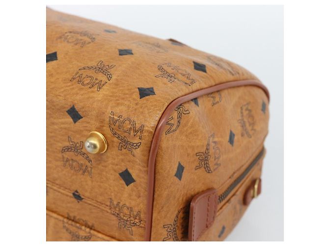 Borsa a Mano MCM Vicetos Logogram PVC Pelle Marrone Oro Auth 185091 D'oro - vista 10