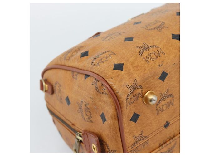 Borsa a Mano MCM Vicetos Logogram PVC Pelle Marrone Oro Auth 185091 D'oro - vista 11