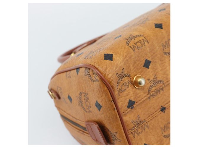 Borsa a Mano MCM Vicetos Logogram PVC Pelle Marrone Oro Auth 185091 D'oro - vista 13