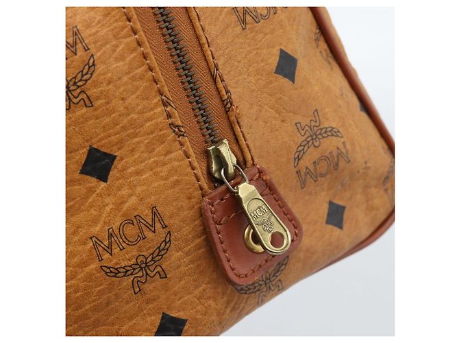 Borsa a Mano MCM Vicetos Logogram PVC Pelle Marrone Oro Auth 185091 D'oro - vista 14