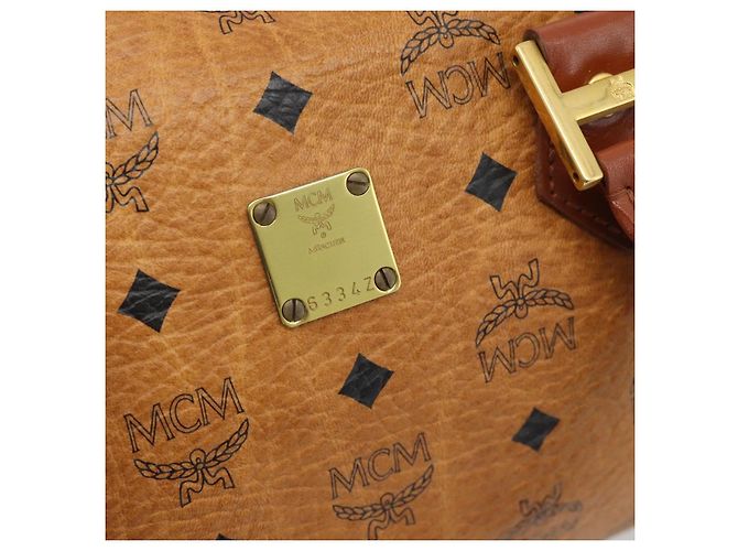 Borsa a Mano MCM Vicetos Logogram PVC Pelle Marrone Oro Auth 185091 D'oro - vista 15