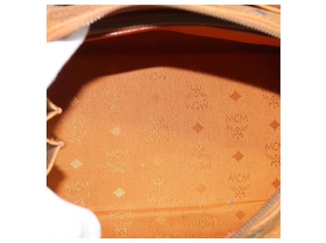 Borsa a Mano MCM Vicetos Logogram PVC Pelle Marrone Oro Auth 185091 D'oro - vista 16