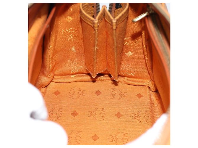 Borsa a Mano MCM Vicetos Logogram PVC Pelle Marrone Oro Auth 185091 D'oro - vista 18