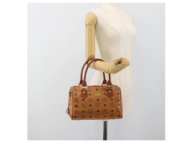 Borsa a Mano MCM Vicetos Logogram PVC Pelle Marrone Oro Auth 185091 D'oro - vista 22