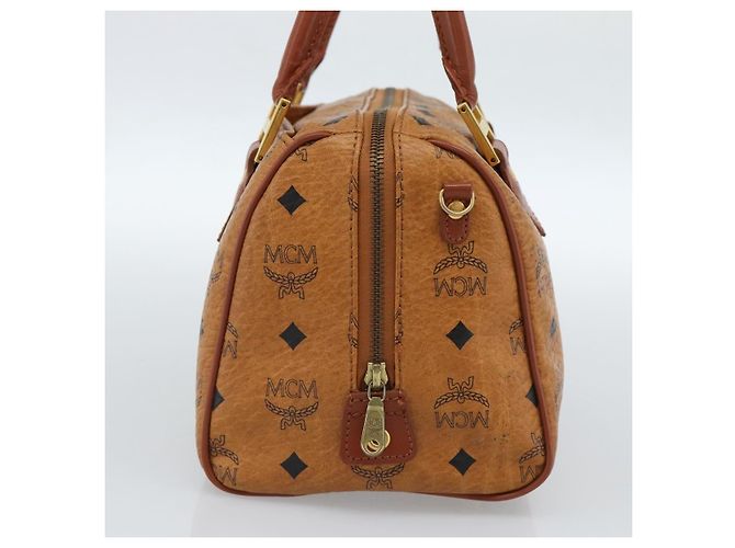 Borsa a Mano MCM Vicetos Logogram PVC Pelle Marrone Oro Auth 185091 D'oro - vista 4